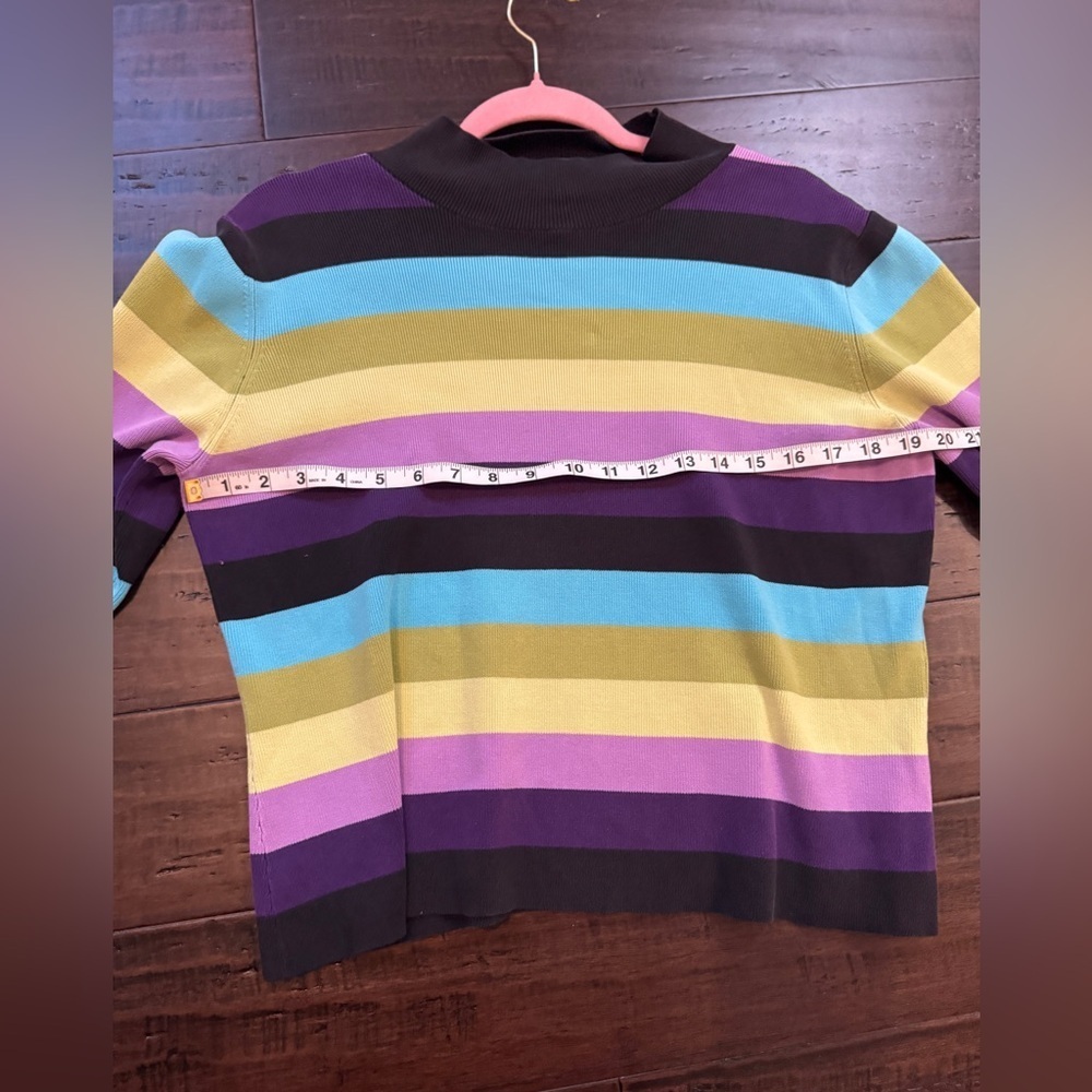 90’s striped cotton‎ blend vintage turtleneck sweater baggy grunge Y2K size L - Picture 3 of 7